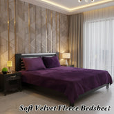 Soft Velvet Fleece Bedsheet-Purple